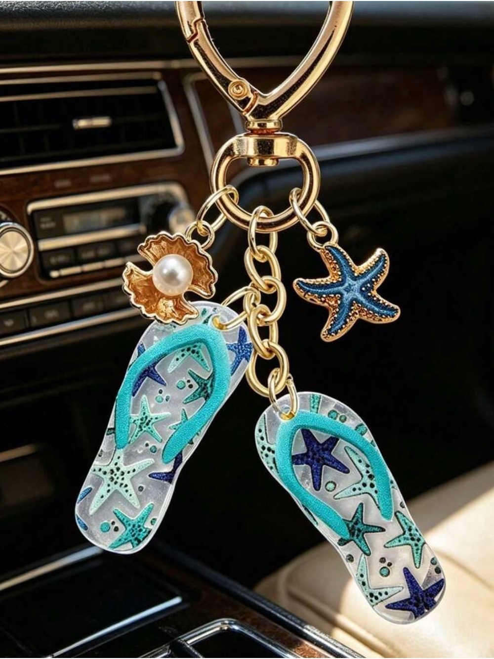 Nautical Flip-Flop Bag Charm Keychain - Picture 4 of 4